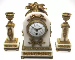 white marble mantel clock