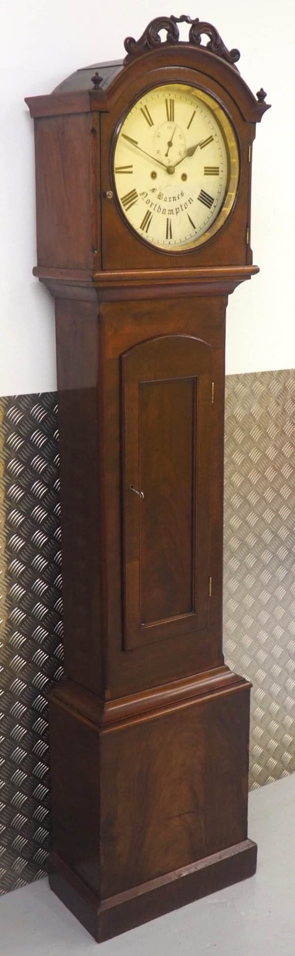 19THC Northampton 8 Day Longcase Clock Mahogany Case Signed Painted Round Dial Grandfather Clock - Image 2