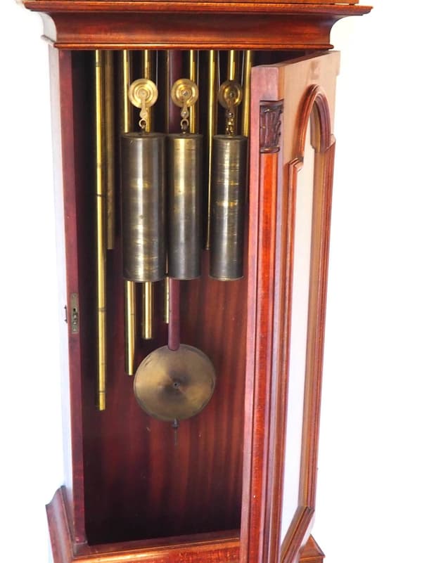 Edwardian Longcase Clock solid mahogany musical Grandfather clock Dual Chime On Tubular Bells - Image 4