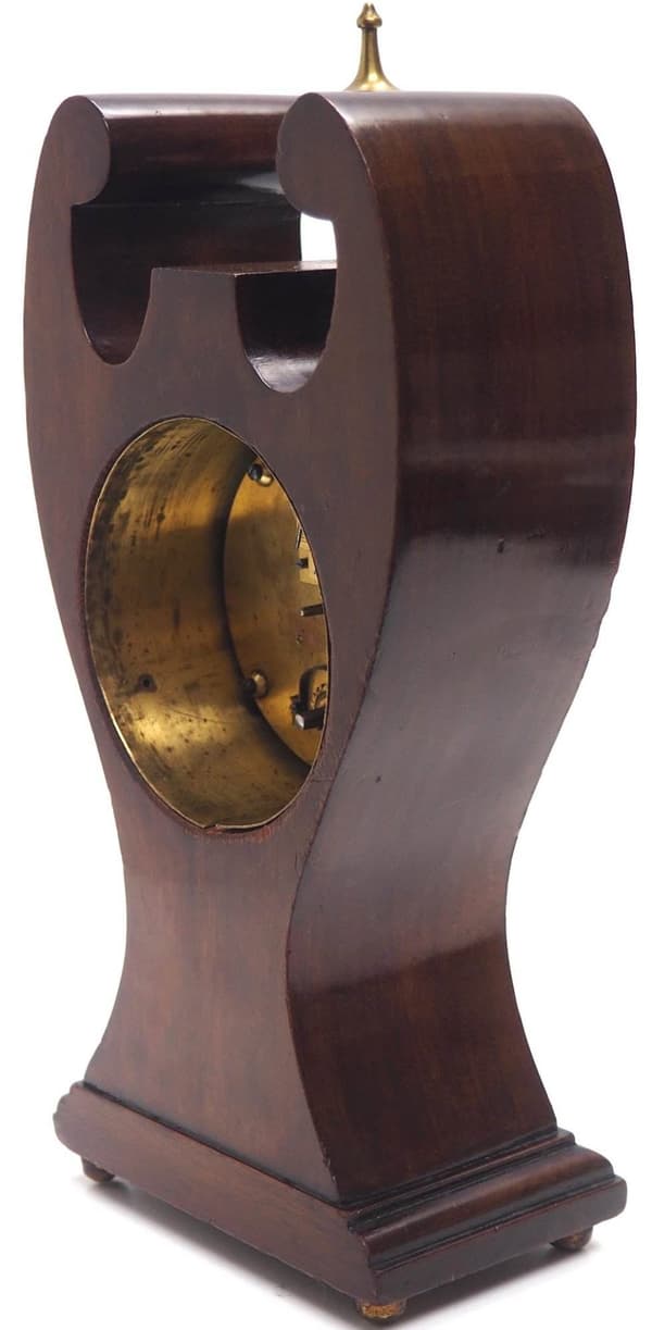Fantastic Art Nouveau Solid Mahogany Timepiece Clock with Satinwood Inlaid Decoration - Image 4