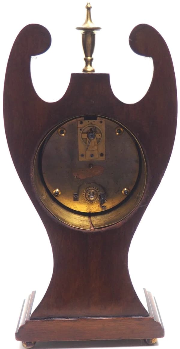Fantastic Art Nouveau Solid Mahogany Timepiece Clock with Satinwood Inlaid Decoration - Image 3