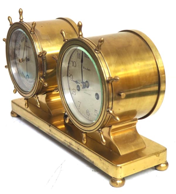 Waterbury Bulkhead Ships Barometer & Bulk head Clock