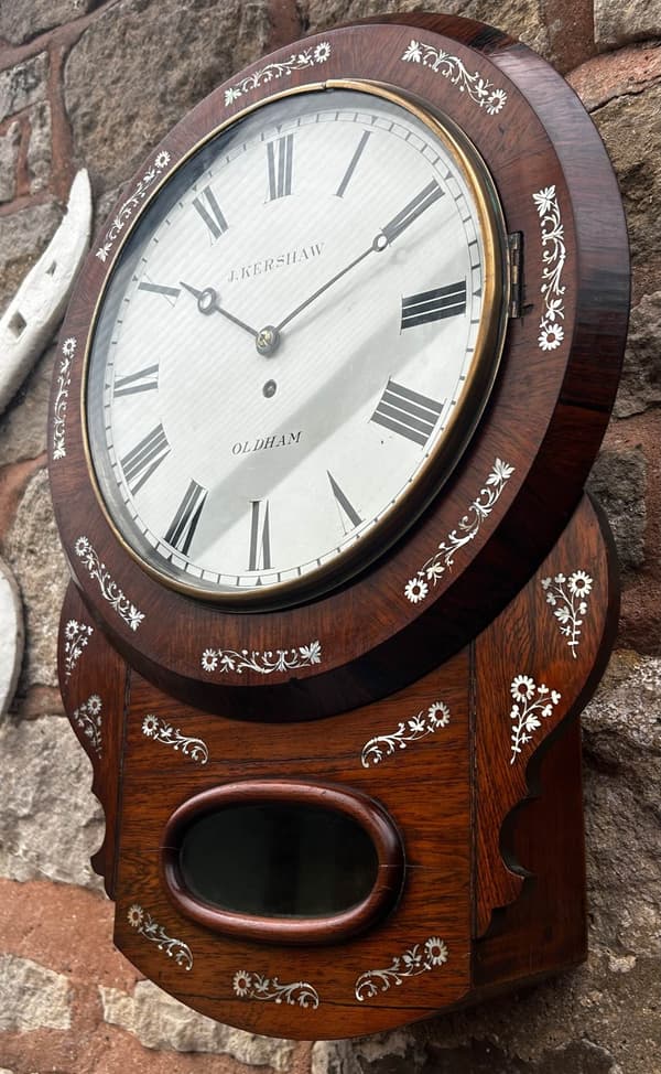 Antique Rosewood inlaid cased Oldham drop Dial Clock
