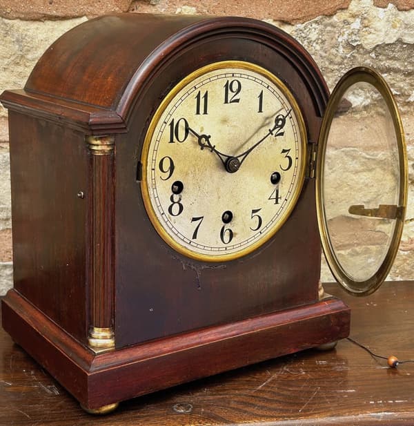 Antique Westminster Chime Arched Top Bracket Clock by Lenskirch