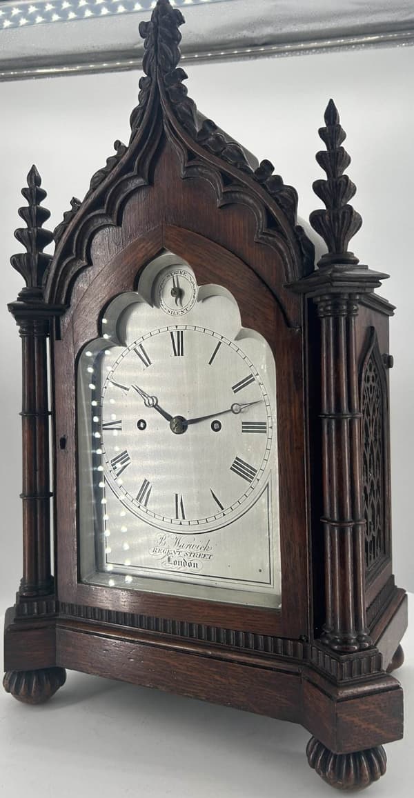 Exquisite Victorian twin Fusee Gothic Bracket clock – R Warwick London - ca 1850 - Image 2