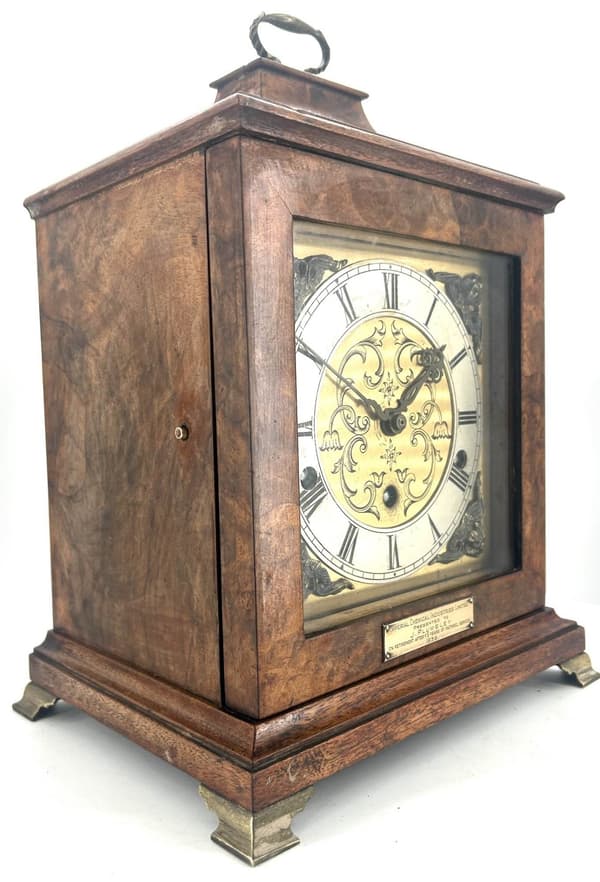Stunning Burr Walnut case Westminster chime Bracket Clock – ca1920 - Image 2