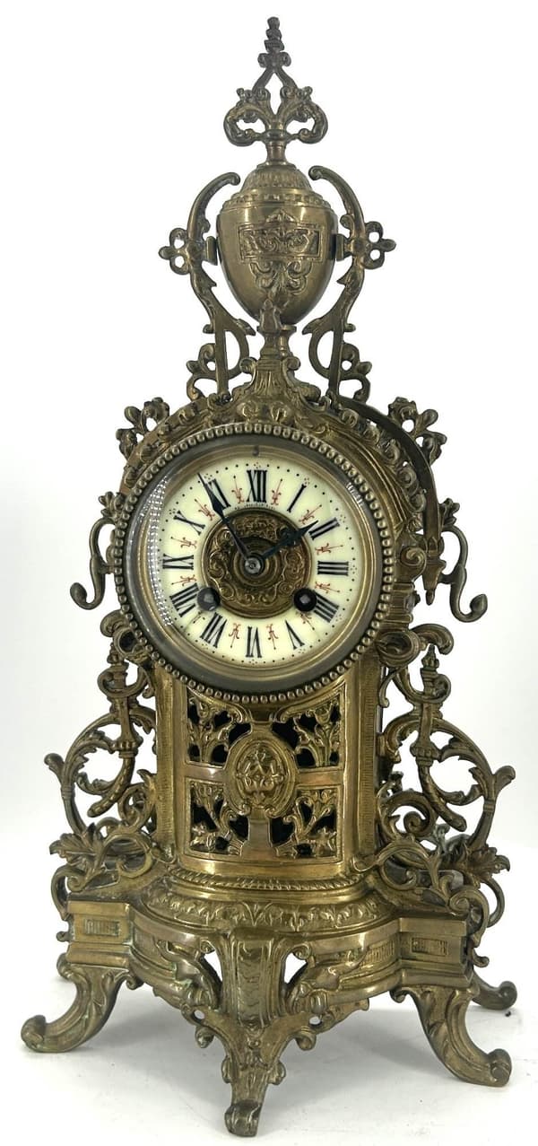 Fabulous French Victorian 8 day Mantel Clock, ca 1870.