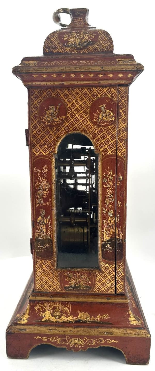 Outstanding Red Chinoiserie English Verge Twin Fusee Bracket Clock – Ca 1760 - Image 4