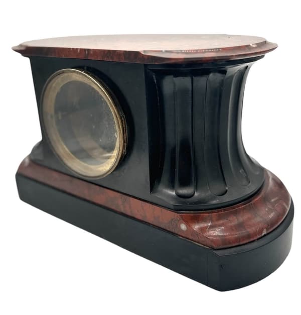Stunning Rouge Marble & Slate 8 day Mantel clock – Ca 1870 - Image 2