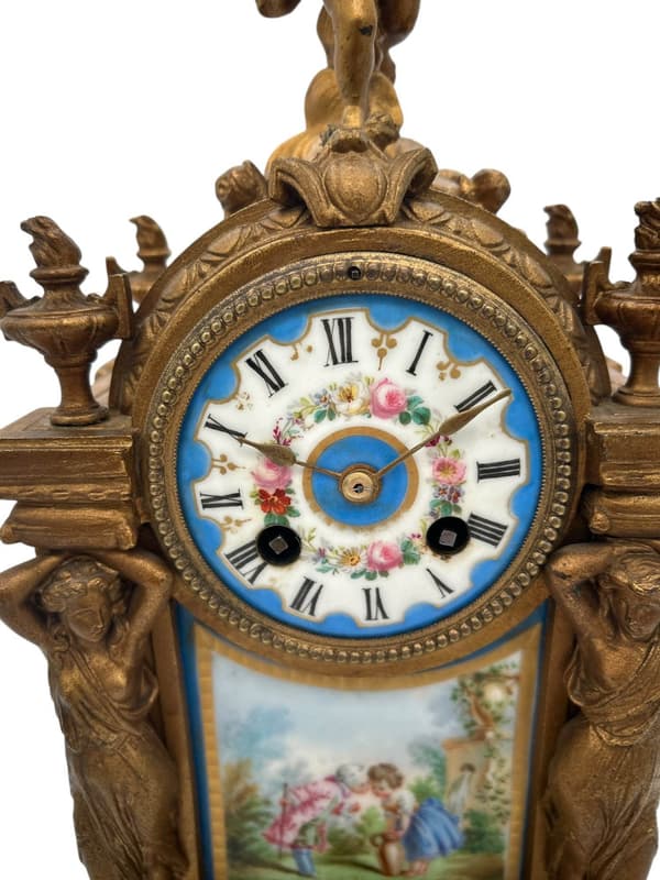 Stunning French Victorian Sevres ormolu 8 day mantel Clock – CA 1860 - Image 4