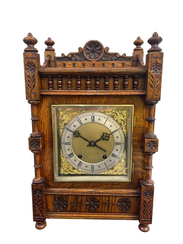 Fabulous Arts & Crafts Mahogany Mantel Clock – ca 1890