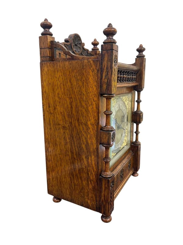 Fabulous Arts & Crafts Mahogany Mantel Clock – ca 1890 - Image 2
