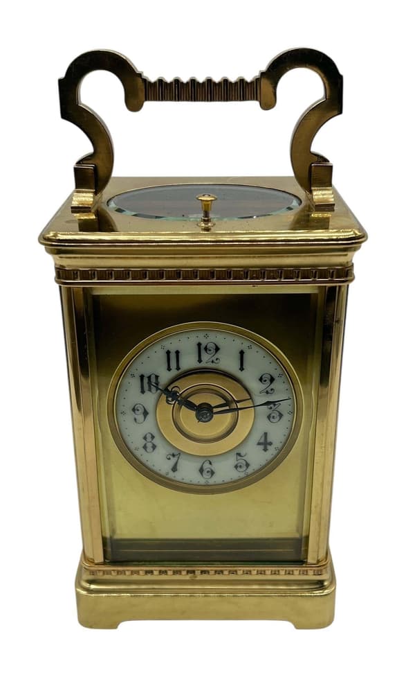 Victorian Mantel Clock Masked Dial – French 8-Day Carriage Clock with Repeat Feature