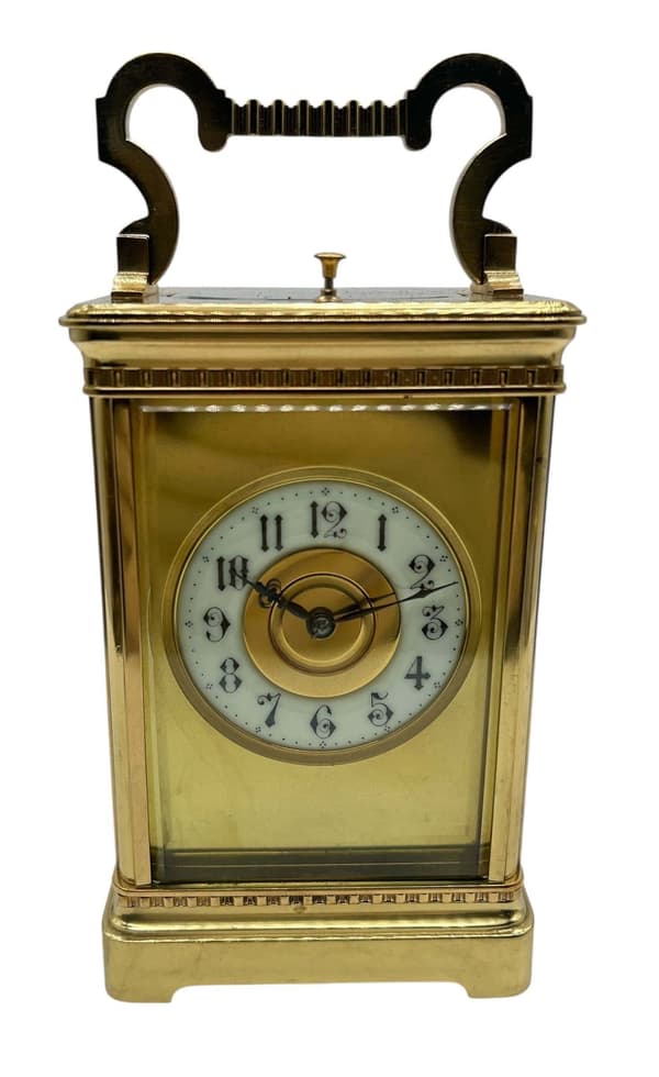Victorian Mantel Clock Masked Dial – French 8-Day Carriage Clock with Repeat Feature