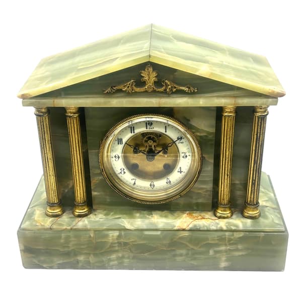 Green Onyx Architectural Mantel Clock