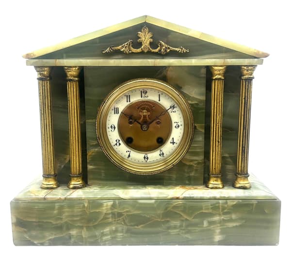Green Onyx Architectural Mantel Clock