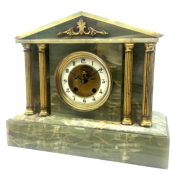 Green Onyx Architectural Mantel Clock
