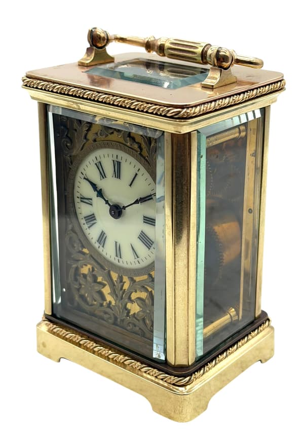 Fret work carriage clock