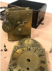 Hand-restored clock dial detail, Vintage Clocks Stonehouse