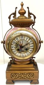 Pink Sevres Ormolu Mantle Clock