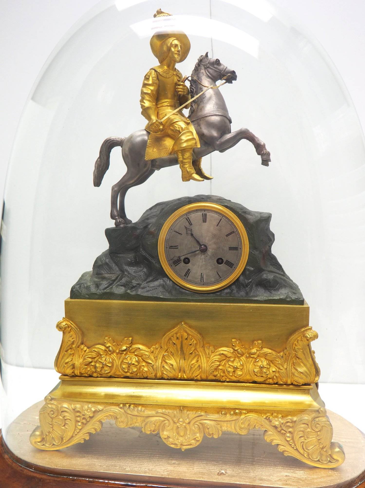 Rare Antique 8-Day French Ormolu Mantle Clock – Cavalier On Horseback Figural Mantel Clock - Image 3
