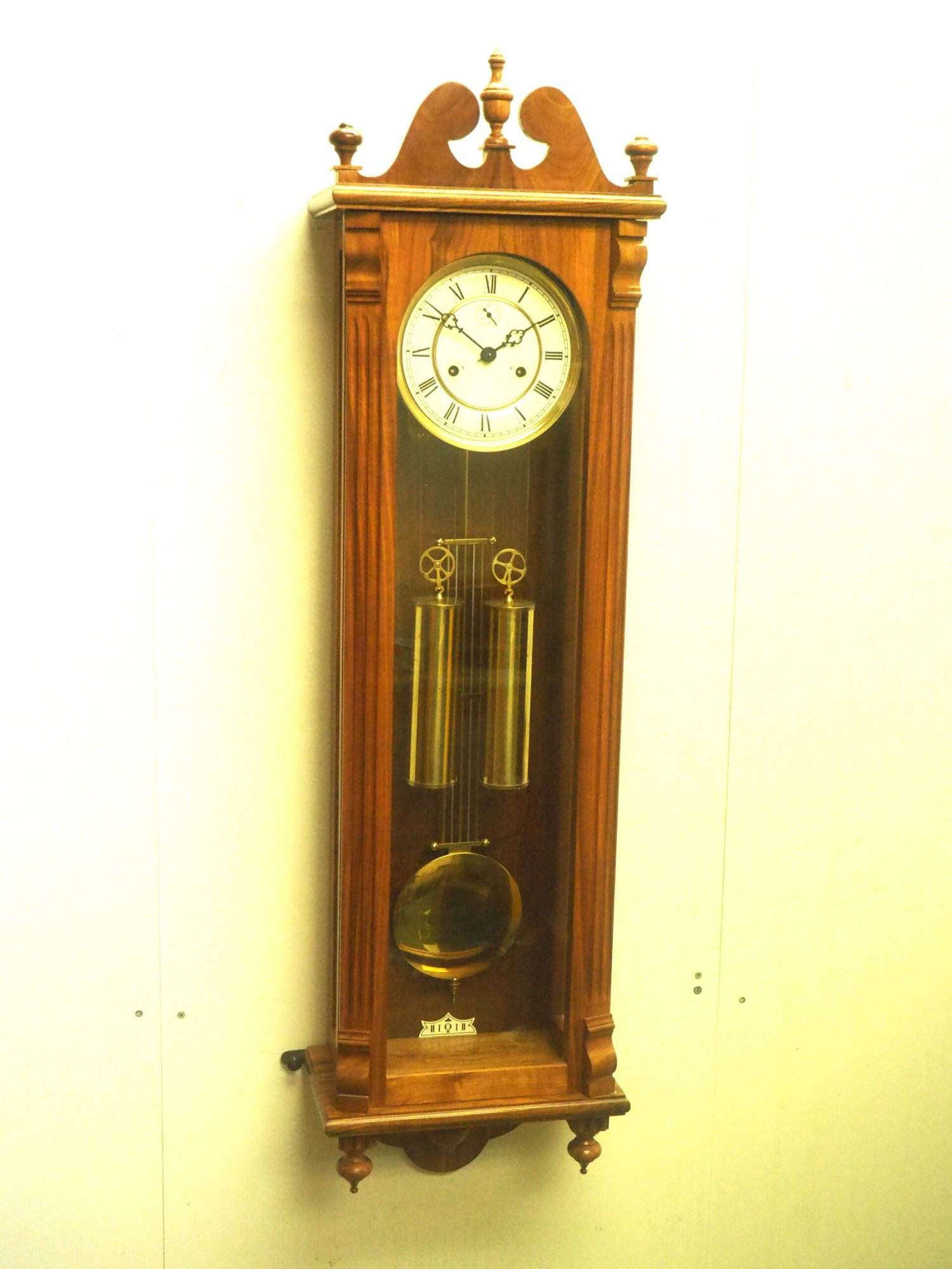 Solid Walnut Hermle Vienna Wall Clock 8 Day Weight Driven Striking Wall Clock