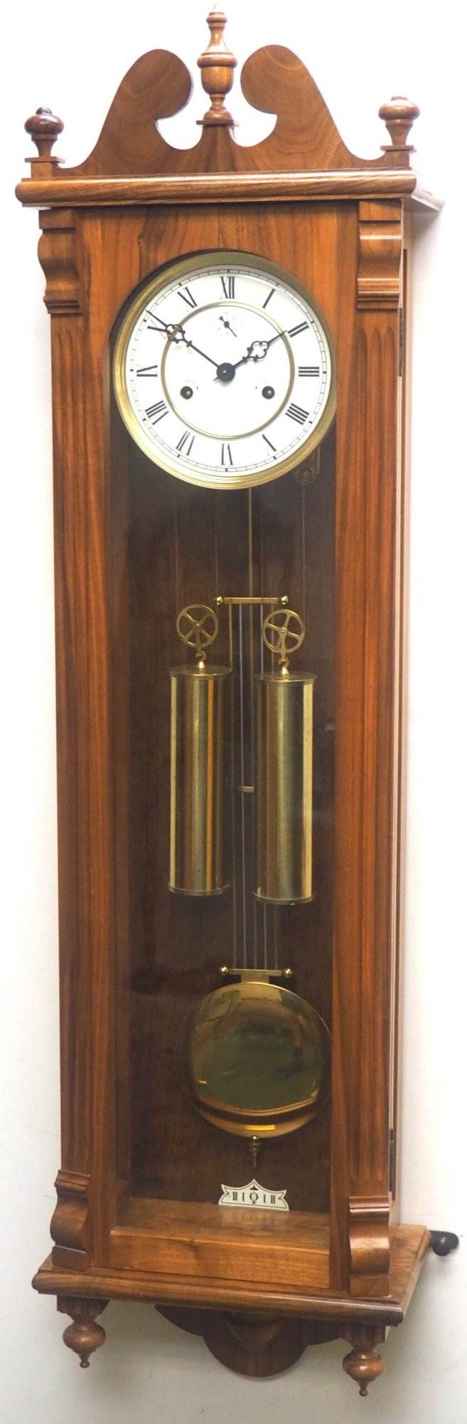Solid Walnut Hermle Vienna Wall Clock 8 Day Weight Driven Striking Wall Clock