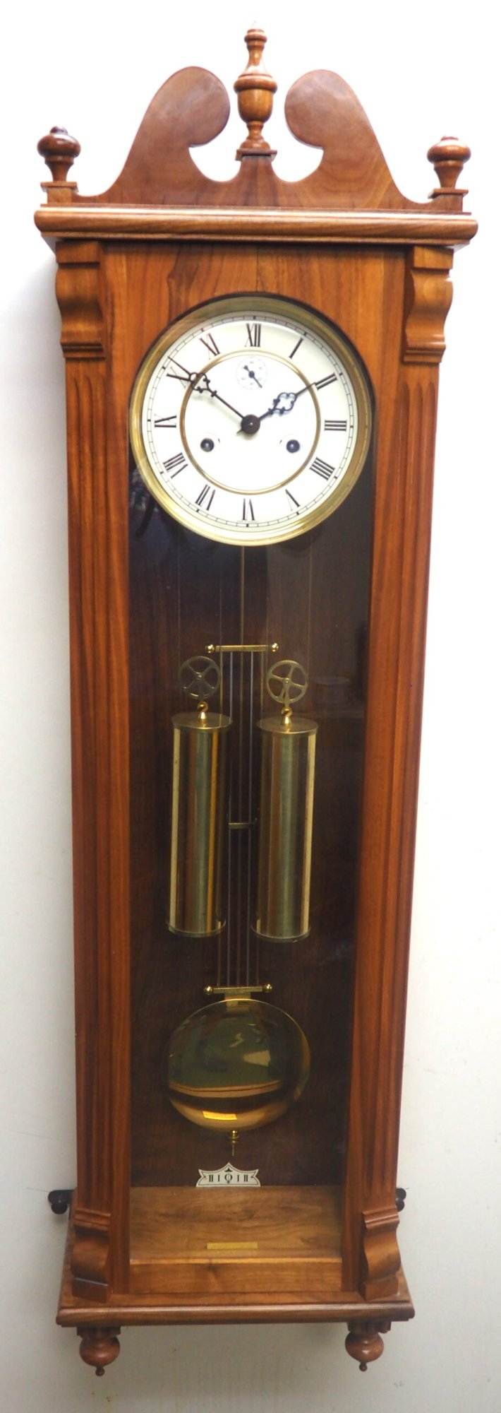 Solid Walnut Hermle Vienna Wall Clock 8 Day Weight Driven Striking Wall Clock