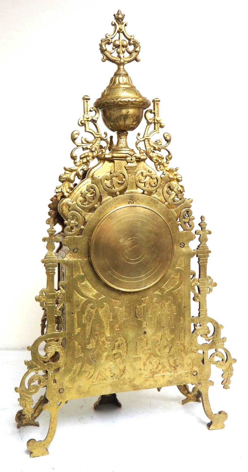 Ormolu Mantel Clock Scrolling Floral Case Striking 8-Day Mantle Clock