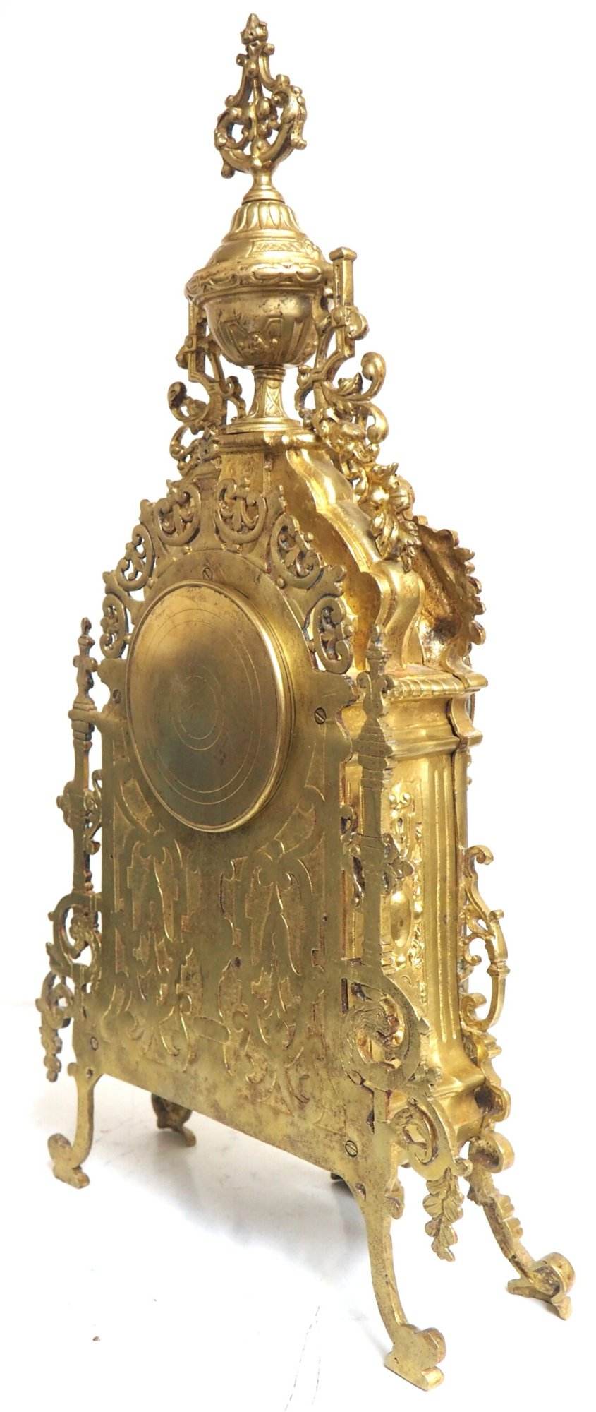 Ormolu Mantel Clock Scrolling Floral Case Striking 8-Day Mantle Clock