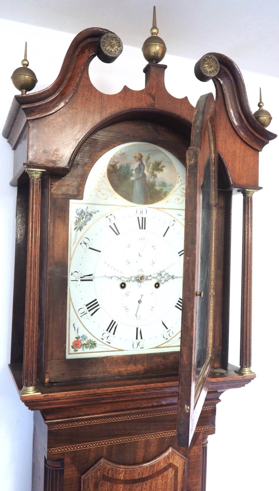 Fine English Longcase Clock Prince Hunslett 8-Day Striking Grandfather Clock Solid Mahogany & Oak Case - Image 7