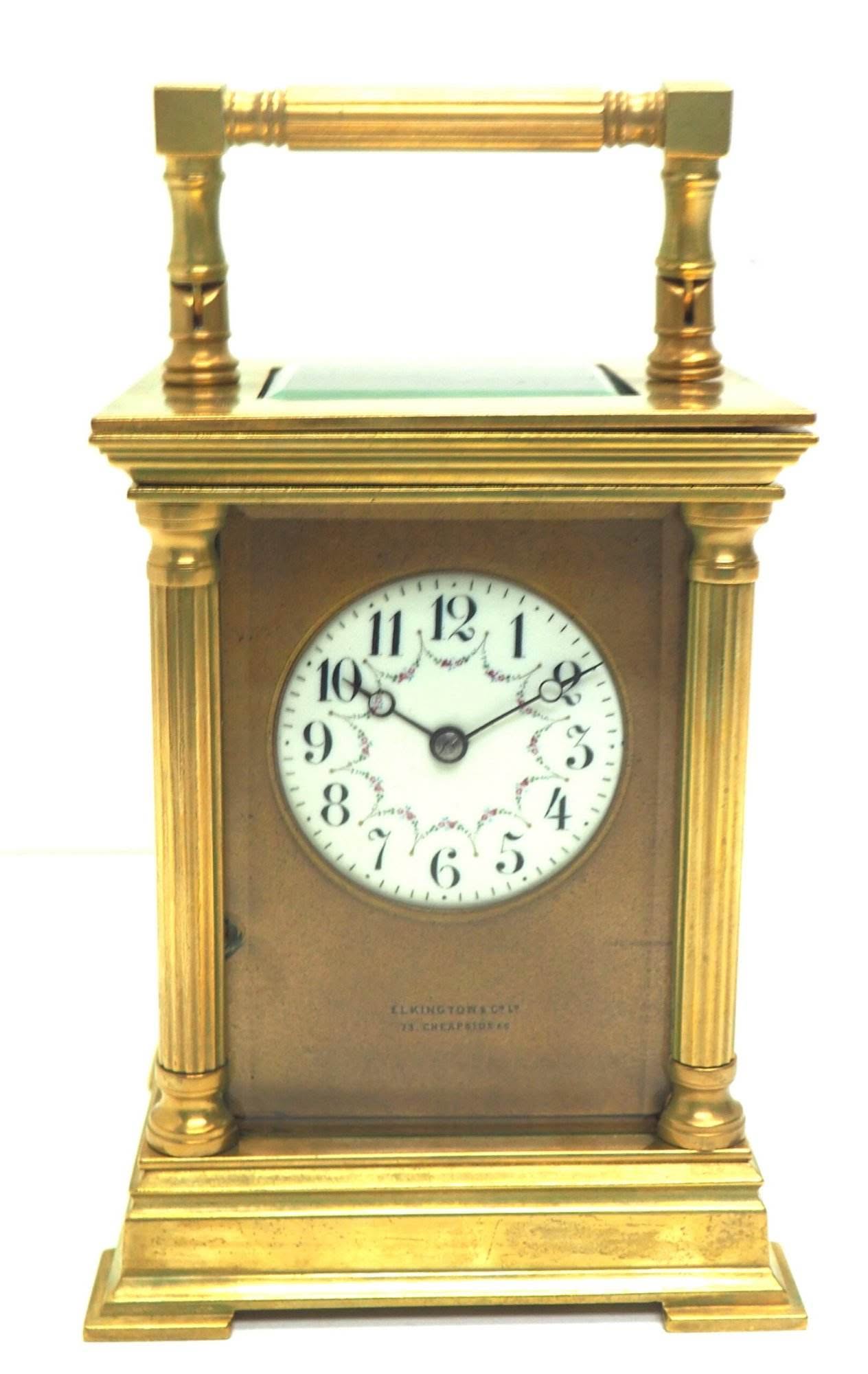 Antique Striking French 8-Day Carriage Clock Unusual Masked Dial Case with Enamel Dial - Image 12
