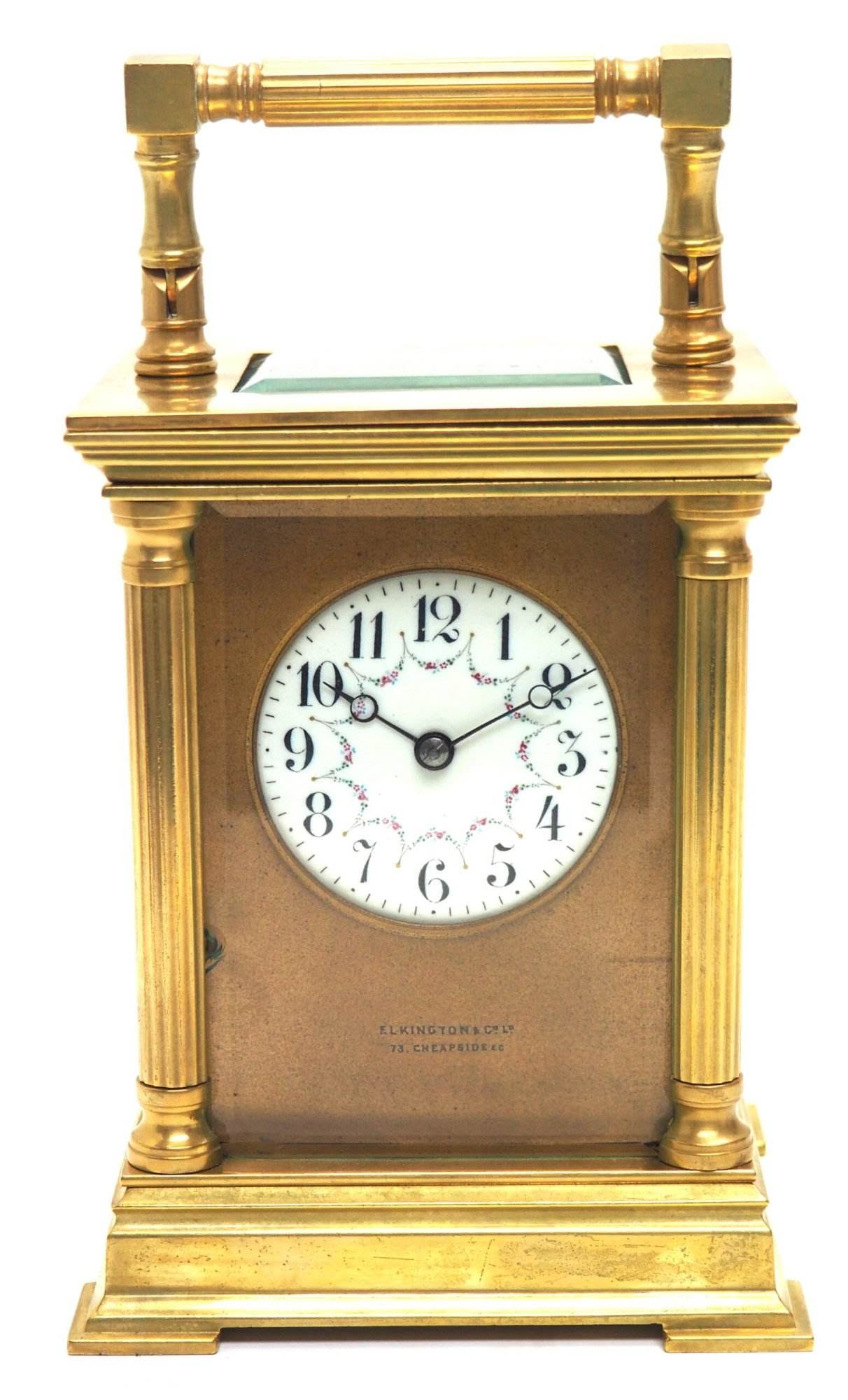 Antique Striking French 8-Day Carriage Clock Unusual Masked Dial Case with Enamel Dial - Image 11