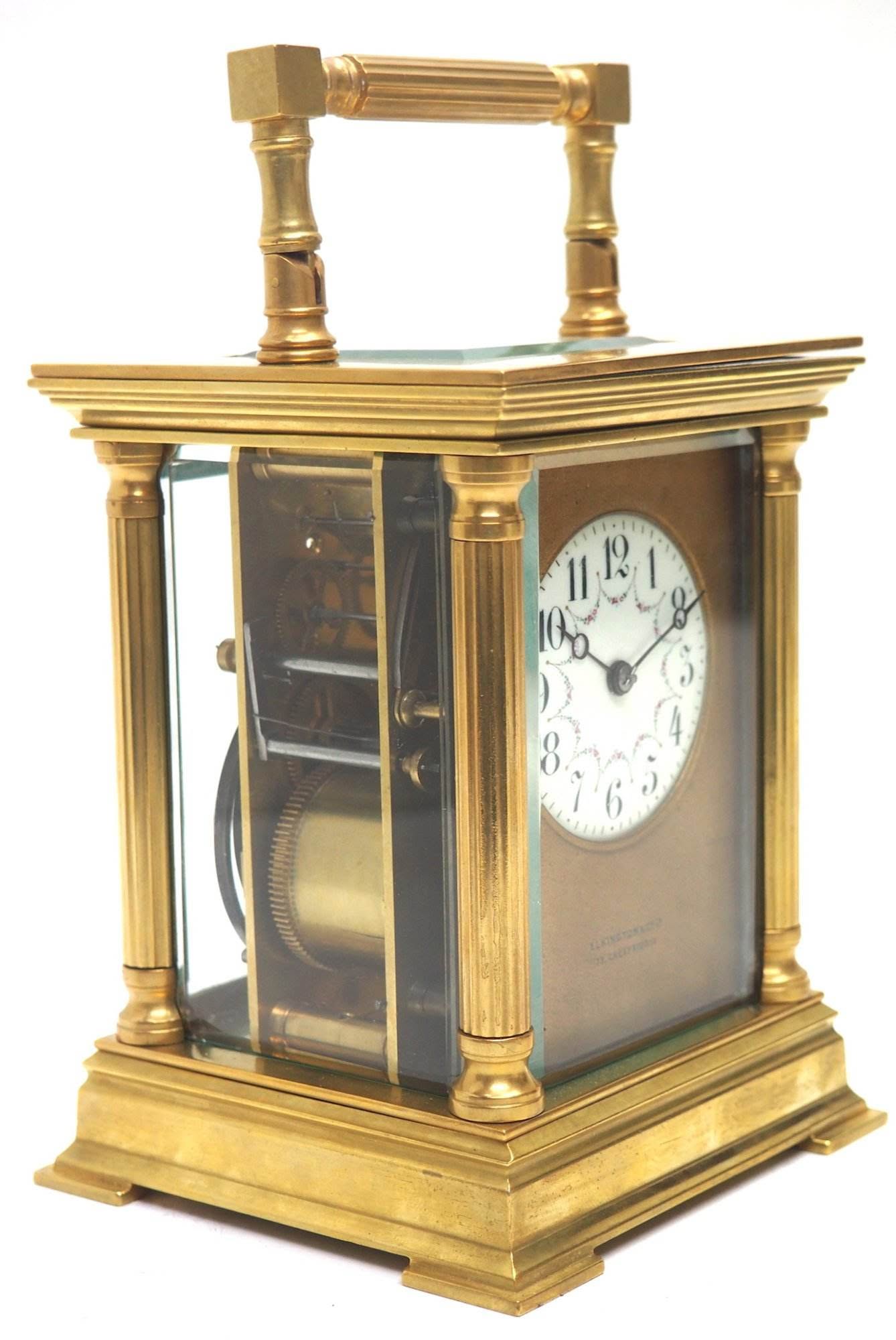 Antique Striking French 8-Day Carriage Clock Unusual Masked Dial Case with Enamel Dial - Image 8