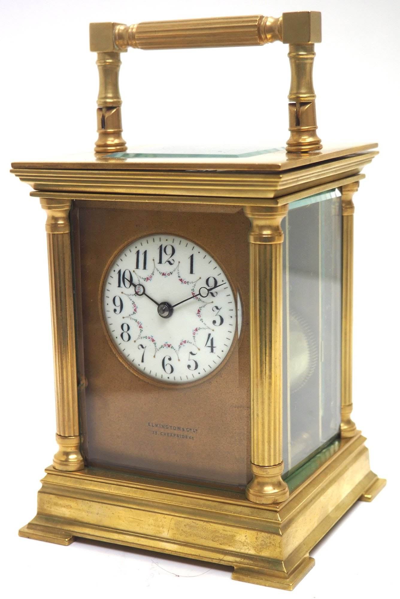Antique Striking French 8-Day Carriage Clock Unusual Masked Dial Case with Enamel Dial - Image 7