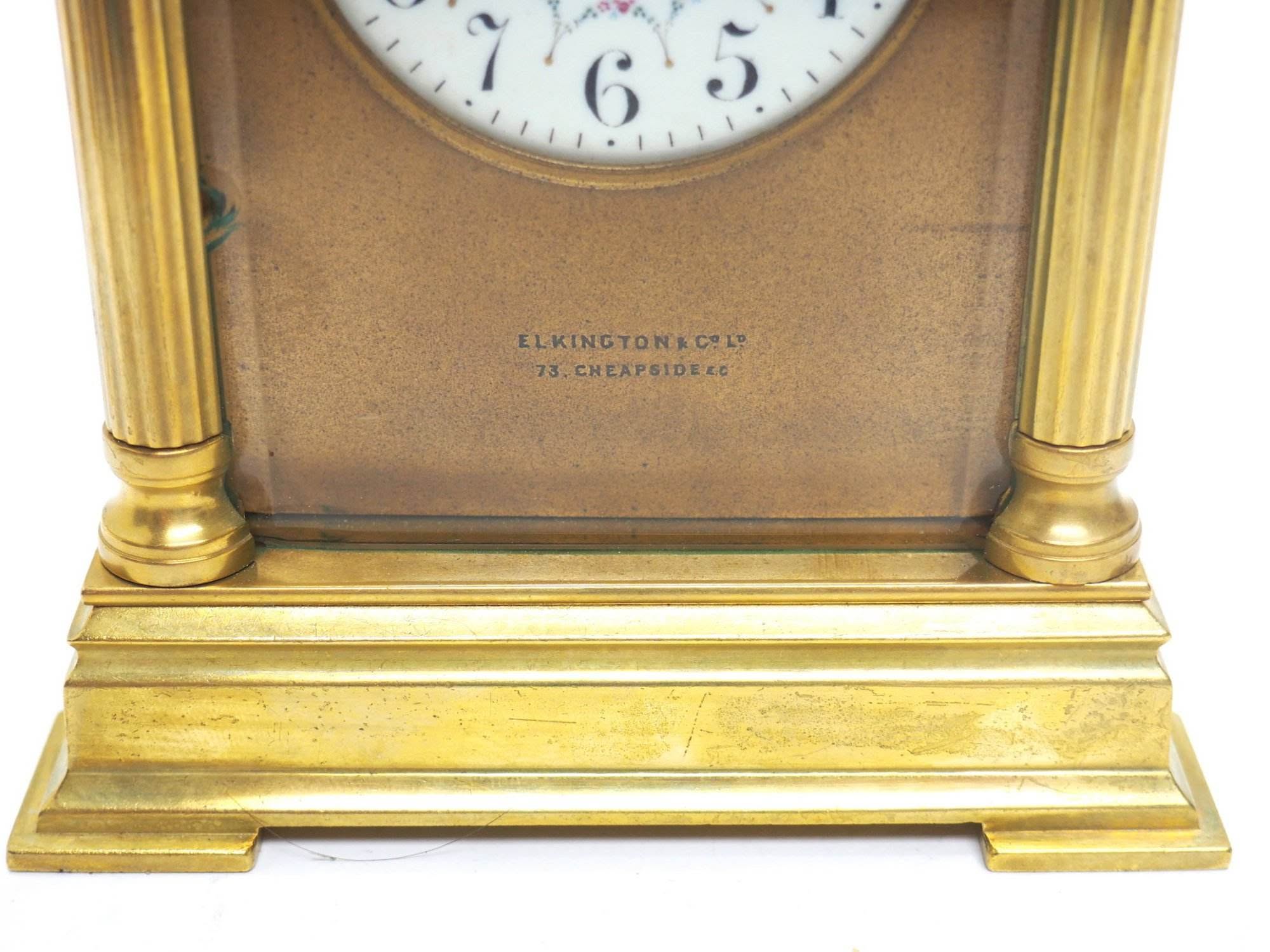 Antique Striking French 8-Day Carriage Clock Unusual Masked Dial Case with Enamel Dial - Image 3