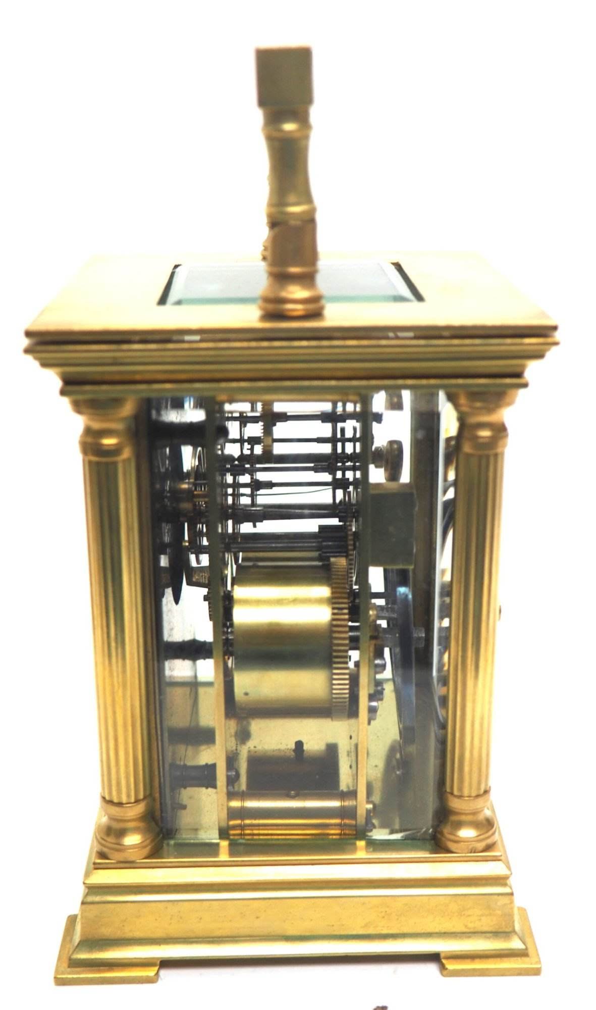 Antique Striking French 8-Day Carriage Clock Unusual Masked Dial Case with Enamel Dial - Image 2