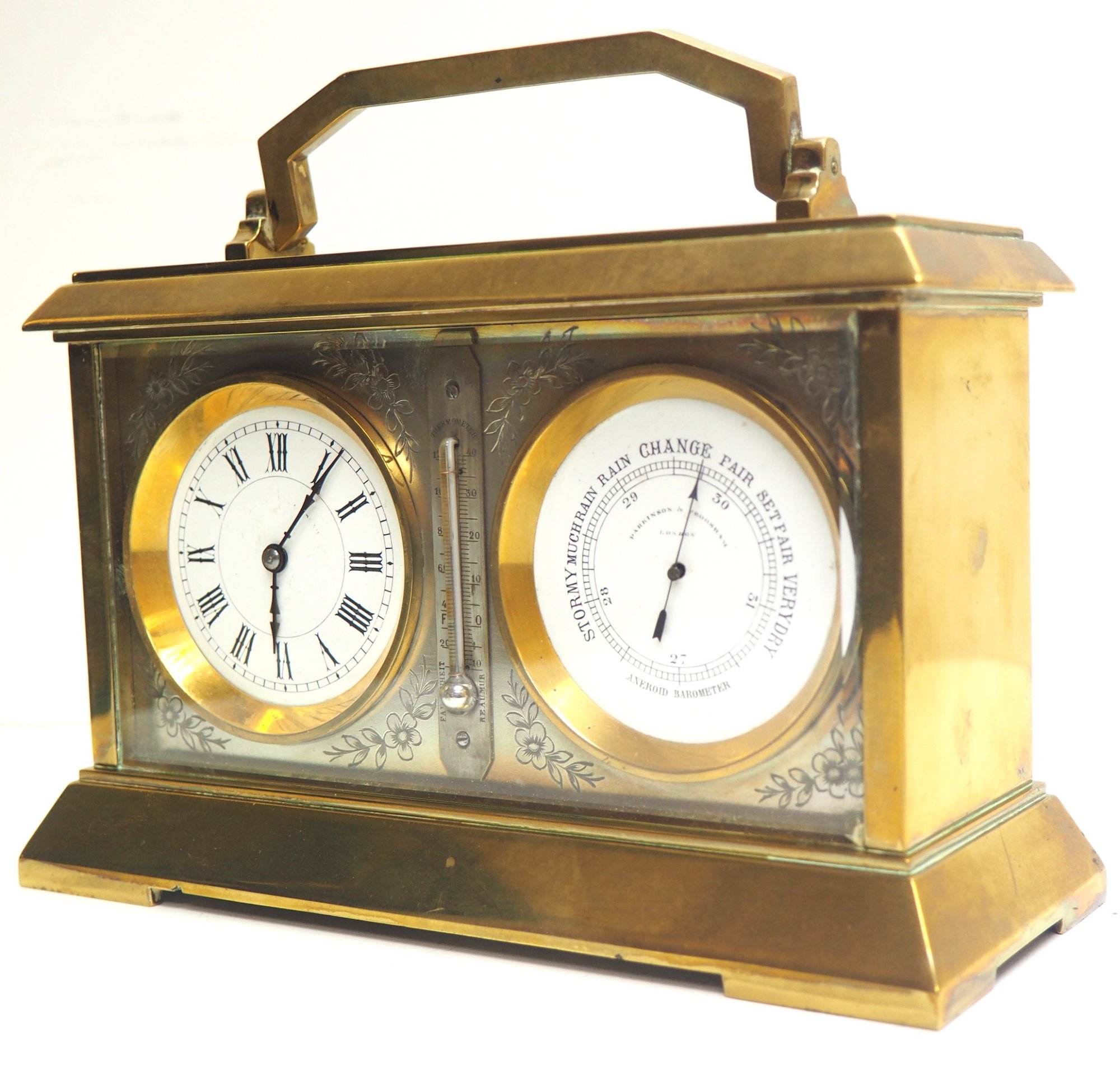 Fine Antique French 8-Day Combination Thermometer, Clock & Barometer Carriage Clock Timepiece C1890 By Charles Frodsham - Image 5