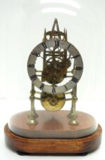 Antique English Fusee  8-Day Fusee Timepiece Mantel Clock All Under Dome 6 Spoke Wheels