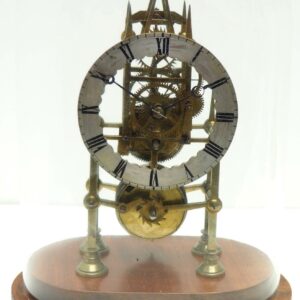 Antique English Fusee  8-Day Fusee Timepiece Mantel Clock All Under Dome 6 Spoke Wheels