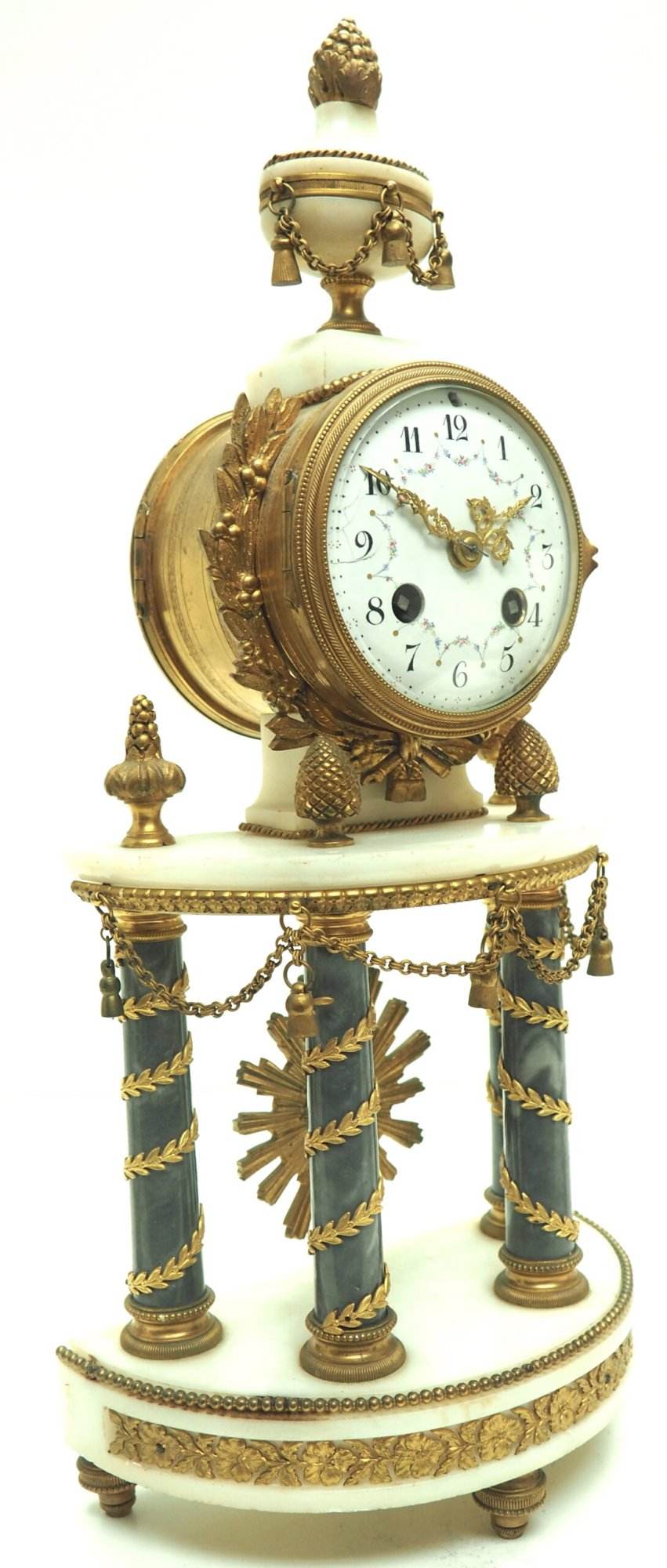 Incredible Antique 8 Day French Ormolu & Marble Mantel Clock Set with 2 Branch Candelabras - Image 12