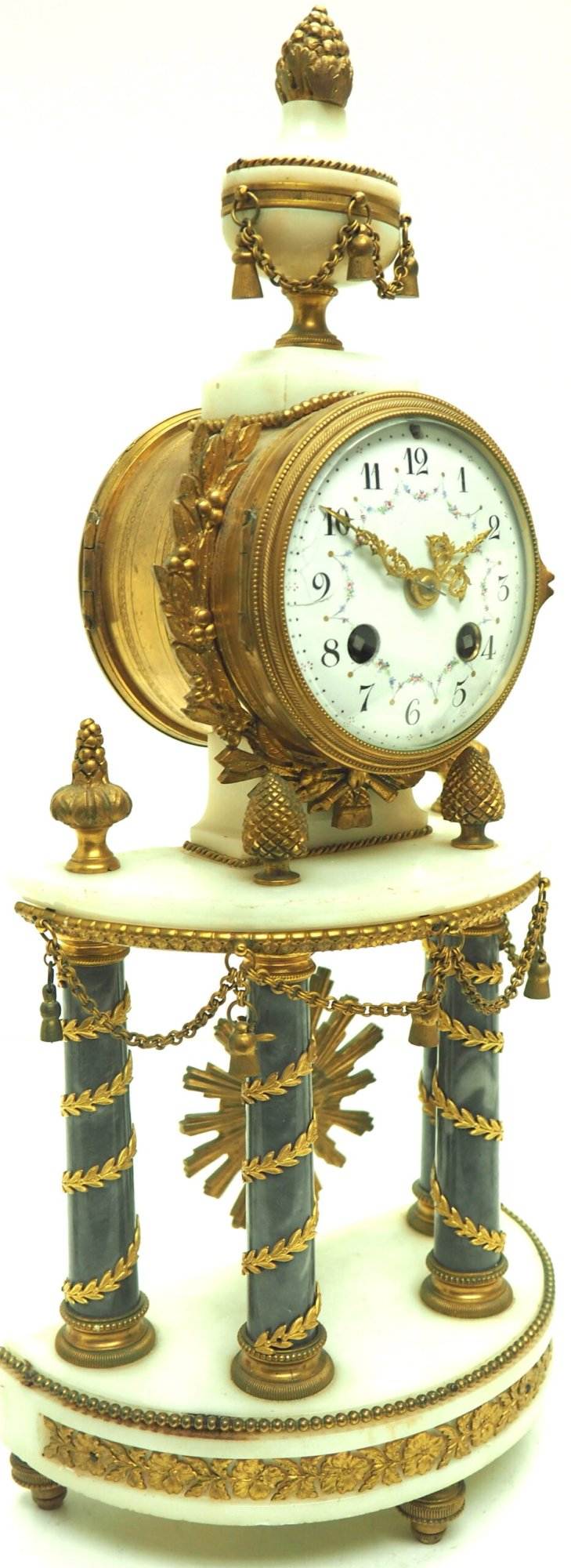 Incredible Antique 8 Day French Ormolu & Marble Mantel Clock Set with 2 Branch Candelabras - Image 10