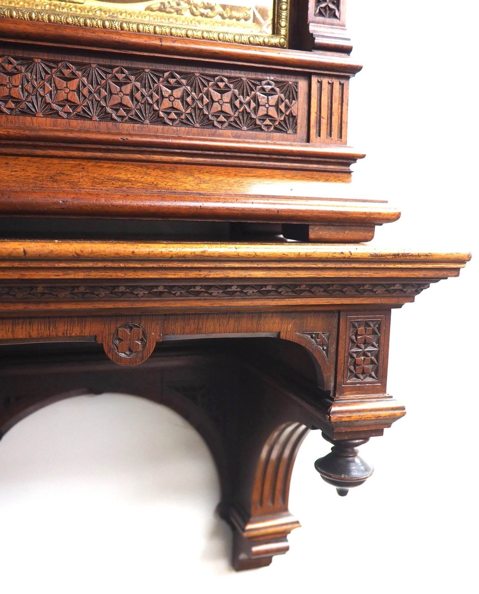Superb Antique solid mahogany 8-Day Mantel Clock Ting Tang Striking Bracket Clock with Bracket - Image 2