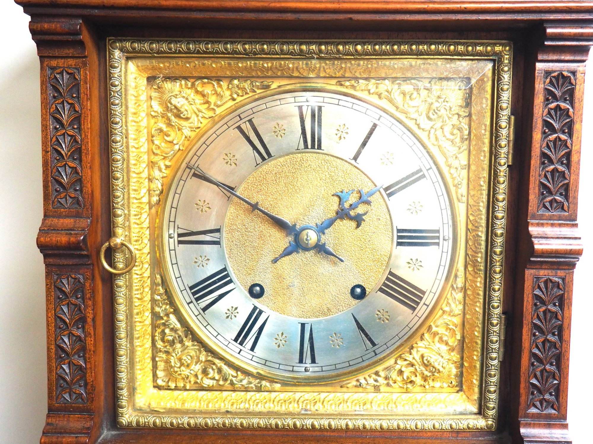 Superb Antique solid mahogany 8-Day Mantel Clock Ting Tang Striking Bracket Clock with Bracket - Image 4