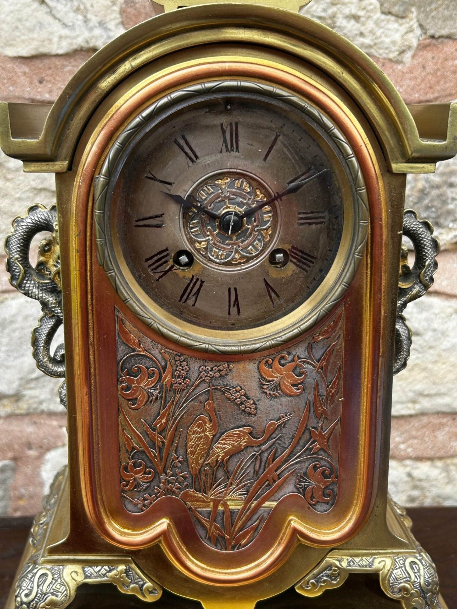 Stunning Chinese style Bronze ormolu Mantle clock – 8 day gong striking Clock