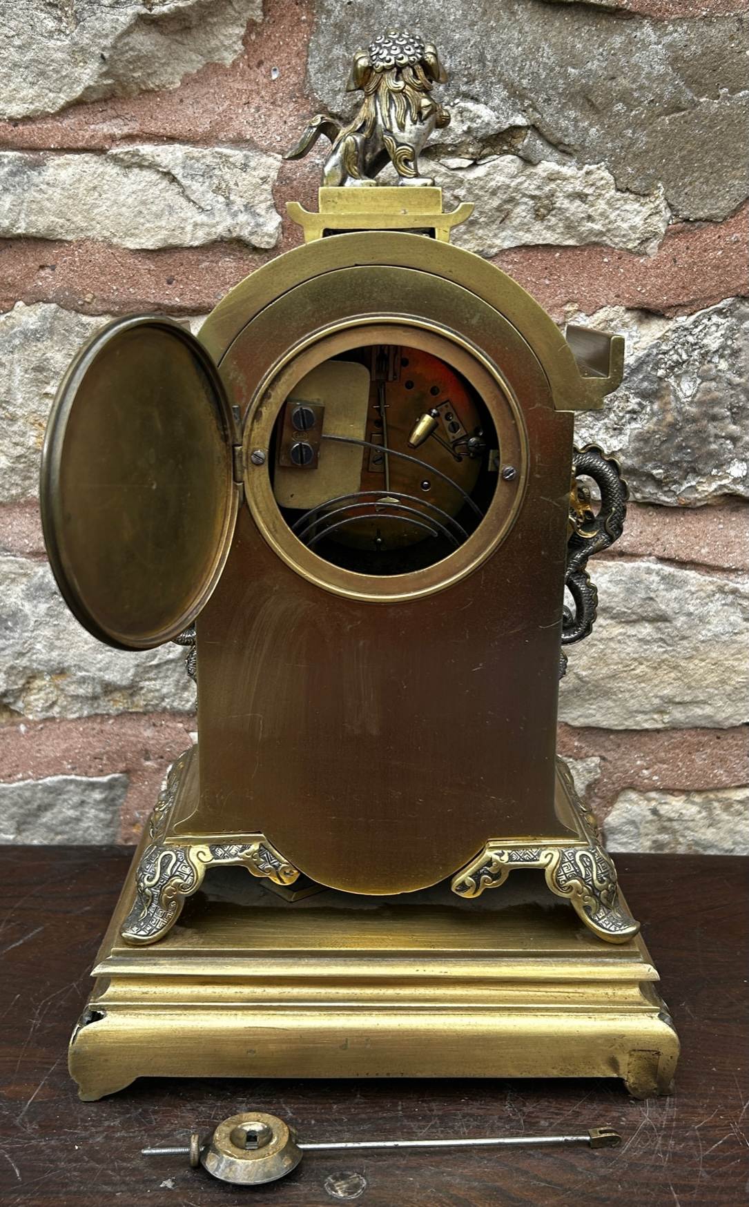 Stunning Chinese style Bronze ormolu Mantle clock – 8 day gong striking Clock
