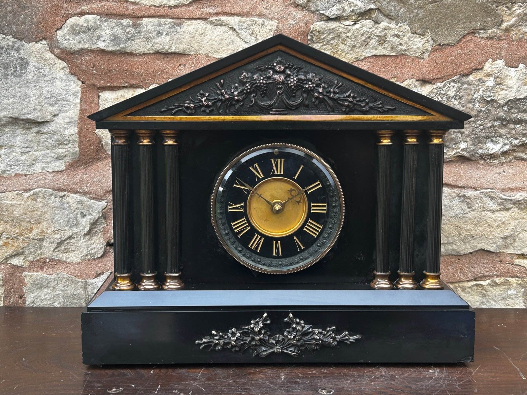 Architectural Slate Mantle clock – Rare movement