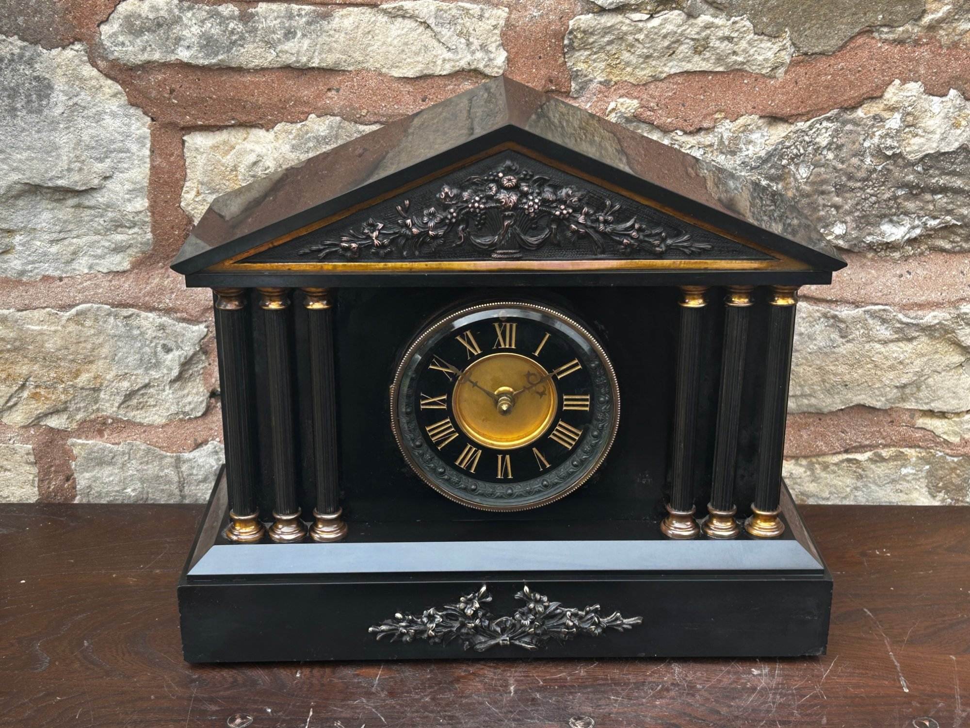 Architectural Slate Mantle clock – Rare movement
