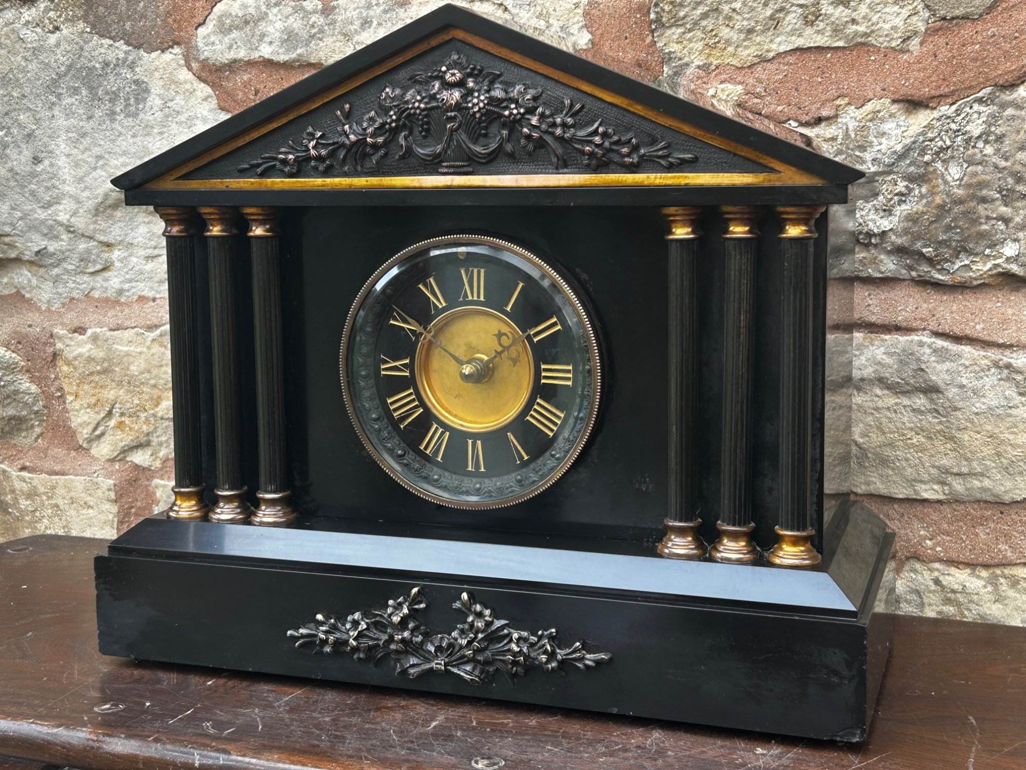 Architectural Slate Mantle clock – Rare movement
