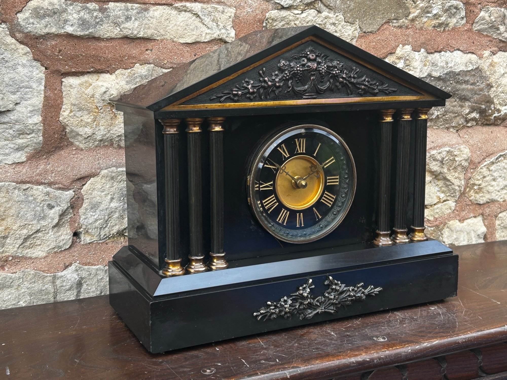 Architectural Slate Mantle clock – Rare movement